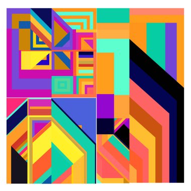 Kaynak için vektör renkli geometrik ve eğri arkaplan deseni