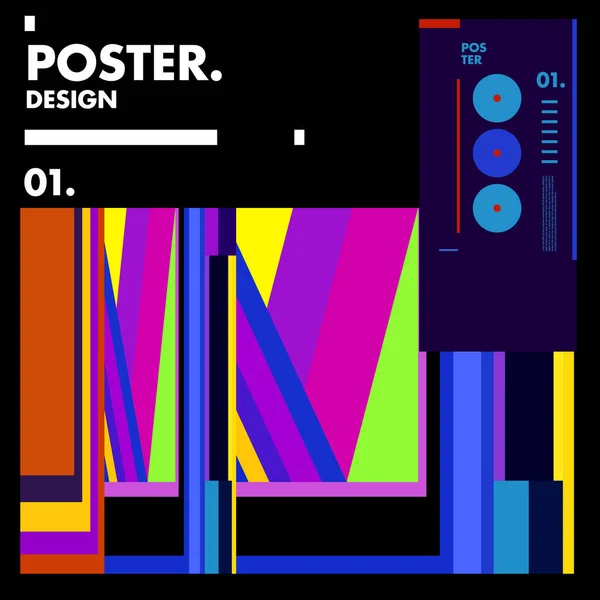 Vector Geometric Colorful Pattern Poster Banner Design Template — Stock Vector