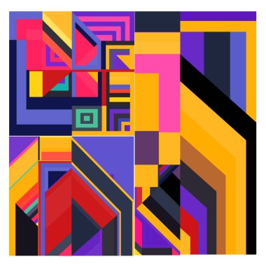 Kaynak için vektör renkli geometrik ve eğri arkaplan deseni