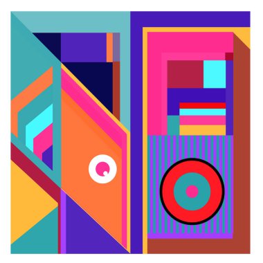 Kaynak için vektör renkli geometrik ve eğri arkaplan deseni