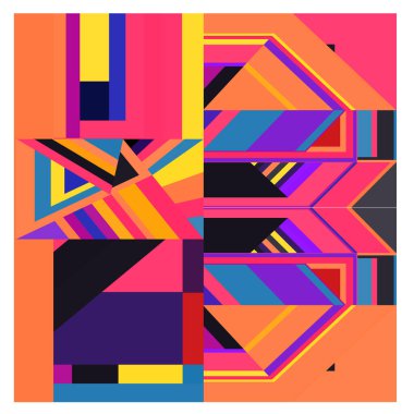 Kaynak için vektör renkli geometrik ve eğri arkaplan deseni