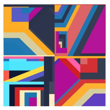 Kaynak için vektör renkli geometrik ve eğri arkaplan deseni