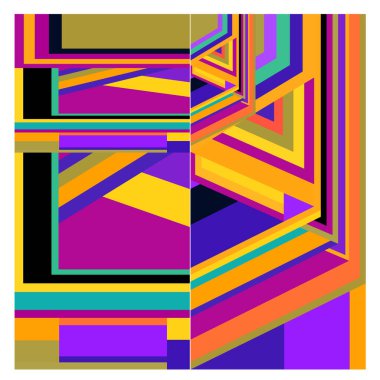 Kaynak için vektör renkli geometrik ve eğri arkaplan deseni