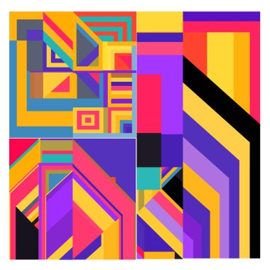 Kaynak için vektör renkli geometrik ve eğri arkaplan deseni