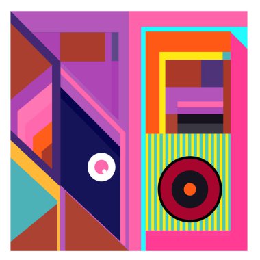 Kaynak için vektör renkli geometrik ve eğri arkaplan deseni