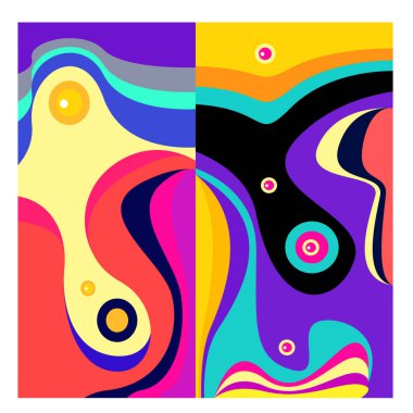 Kaynak için vektör renkli geometrik ve eğri arkaplan deseni