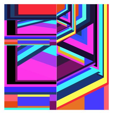 Kaynak için vektör renkli geometrik ve eğri arkaplan deseni