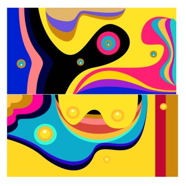 Kaynak için vektör renkli geometrik ve eğri arkaplan deseni