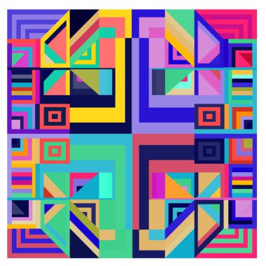 Kaynak için vektör renkli geometrik ve eğri arkaplan deseni