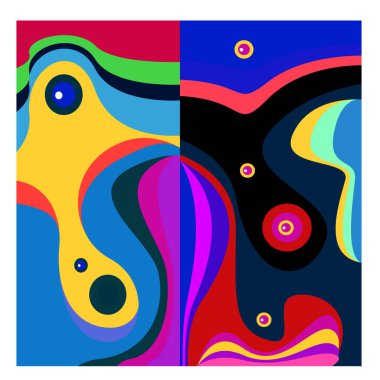 Kaynak için vektör renkli geometrik ve eğri arkaplan deseni