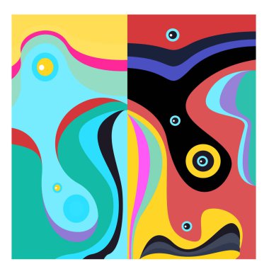 Kaynak için vektör renkli geometrik ve eğri arkaplan deseni