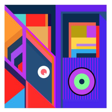 Kaynak için vektör renkli geometrik ve eğri arkaplan deseni