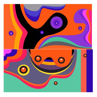 Kaynak için vektör renkli geometrik ve eğri arkaplan deseni