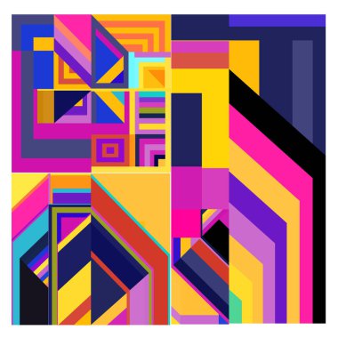 Kaynak için vektör renkli geometrik ve eğri arkaplan deseni