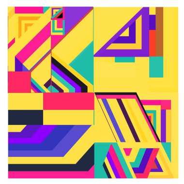 Kaynak için vektör renkli geometrik ve eğri arkaplan deseni