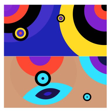 Kaynak için vektör renkli geometrik ve eğri arkaplan deseni