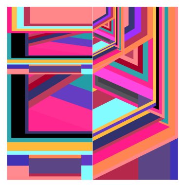 Kaynak için vektör renkli geometrik ve eğri arkaplan deseni