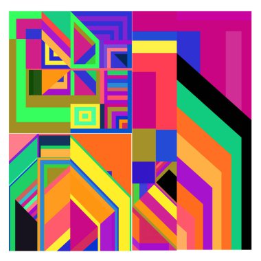 Kaynak için vektör renkli geometrik ve eğri arkaplan deseni