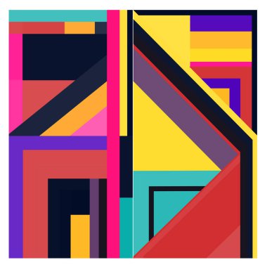 Kaynak için vektör renkli geometrik ve eğri arkaplan deseni