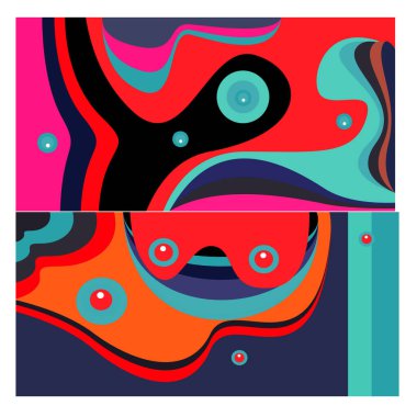 Kaynak için vektör renkli geometrik ve eğri arkaplan deseni