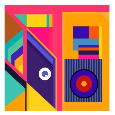 Kaynak için vektör renkli geometrik ve eğri arkaplan deseni