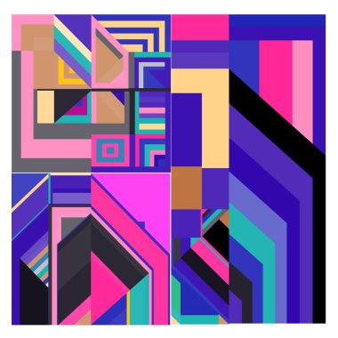 Kaynak için vektör renkli geometrik ve eğri arkaplan deseni