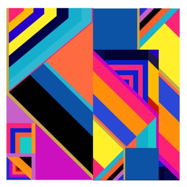 Kaynak için vektör renkli geometrik ve eğri arkaplan deseni