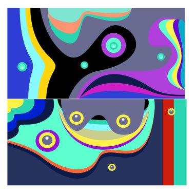 Kaynak için vektör renkli geometrik ve eğri arkaplan deseni