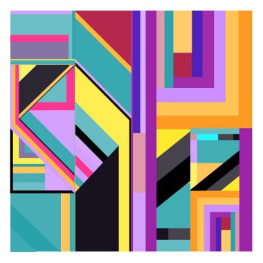 Kaynak için vektör renkli geometrik ve eğri arkaplan deseni