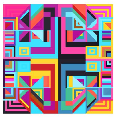 Kaynak için vektör renkli geometrik ve eğri arkaplan deseni