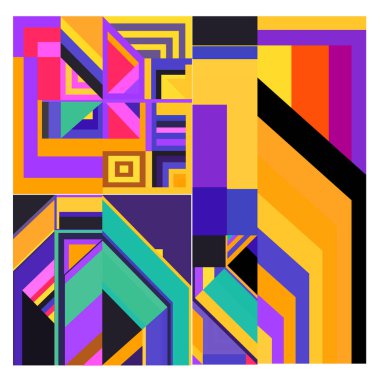 Kaynak için vektör renkli geometrik ve eğri arkaplan deseni