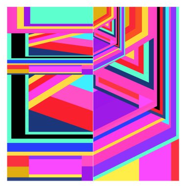 Kaynak için vektör renkli geometrik ve eğri arkaplan deseni