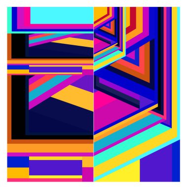 Kaynak için vektör renkli geometrik ve eğri arkaplan deseni