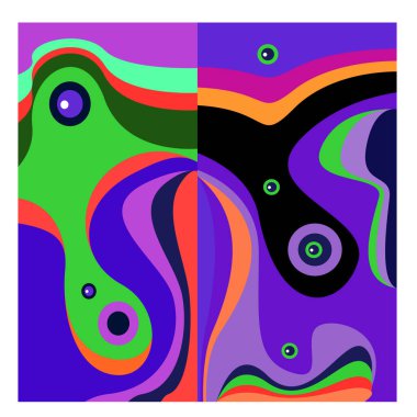 Kaynak için vektör renkli geometrik ve eğri arkaplan deseni