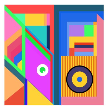 Kaynak için vektör renkli geometrik ve eğri arkaplan deseni