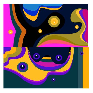 Kaynak için vektör renkli geometrik ve eğri arkaplan deseni