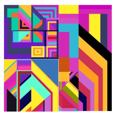 Kaynak için vektör renkli geometrik ve eğri arkaplan deseni