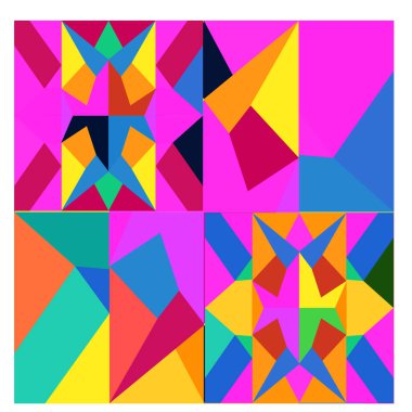 Kaynak için vektör renkli geometrik ve eğri arkaplan deseni