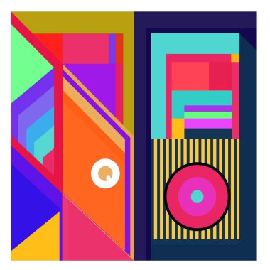 Kaynak için vektör renkli geometrik ve eğri arkaplan deseni