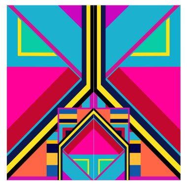 Kaynak için vektör renkli geometrik ve eğri arkaplan deseni