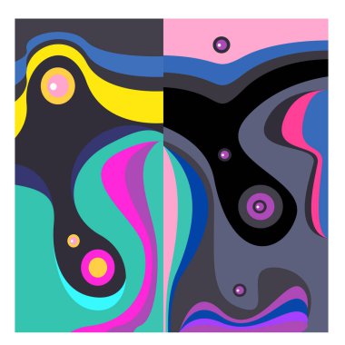 Kaynak için vektör renkli geometrik ve eğri arkaplan deseni