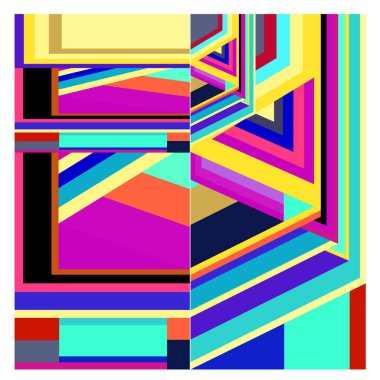 Kaynak için vektör renkli geometrik ve eğri arkaplan deseni