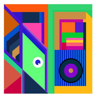 Kaynak için vektör renkli geometrik ve eğri arkaplan deseni