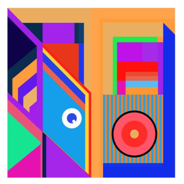 Kaynak için vektör renkli geometrik ve eğri arkaplan deseni