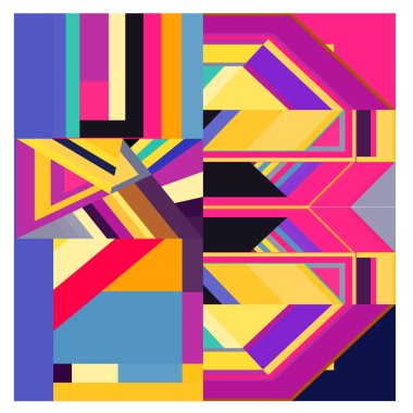 Kaynak için vektör renkli geometrik ve eğri arkaplan deseni