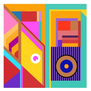 Kaynak için vektör renkli geometrik ve eğri arkaplan deseni