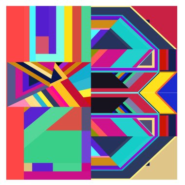 Kaynak için vektör renkli geometrik ve eğri arkaplan deseni