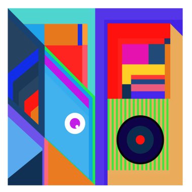 Kaynak için vektör renkli geometrik ve eğri arkaplan deseni