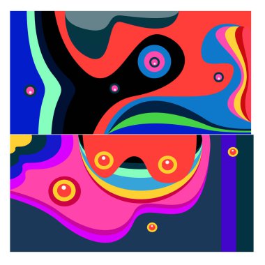 Kaynak için vektör renkli geometrik ve eğri arkaplan deseni