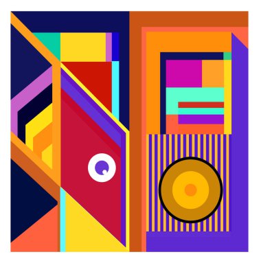 Kaynak için vektör renkli geometrik ve eğri arkaplan deseni